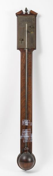 Barometer in mahogany veneer, with broken...