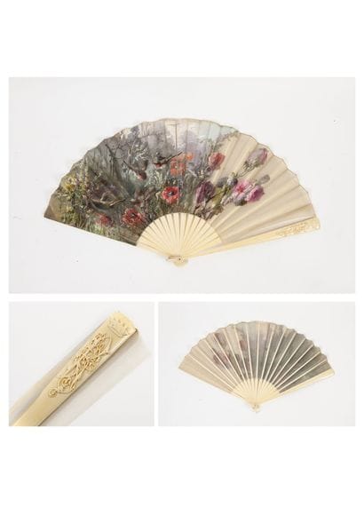 FRANCE, vers 1880-1900
Folded fan.

Gauze...