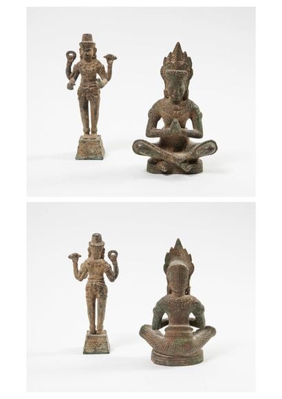 CAMBODGE, XXème siècle
Two bronze subjects...
