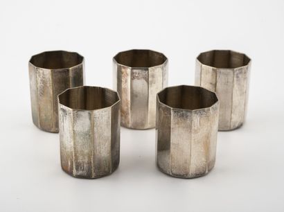 DESCHAMPS Frères
Five polygonal silver plated...