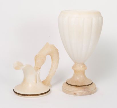 Two pieces of white alabaster form, from...