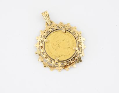 Yellow gold (750) openwork pendant holding...