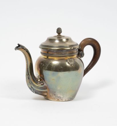 Small silver teapot (950) ovoid with flat...