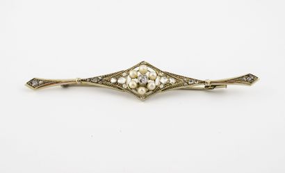 Yellow gold (750) and platinum (850) barrette...