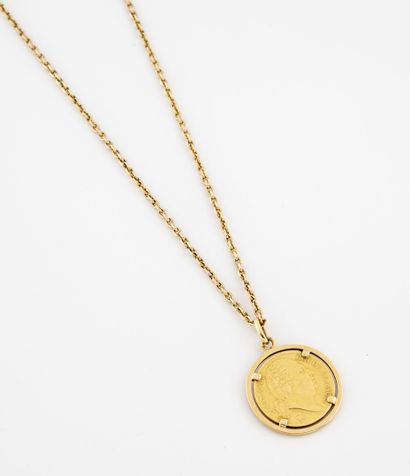 Yellow gold (750) chain with a 20 francs...