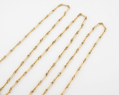 Yellow gold (750) watch chain with long alternating...