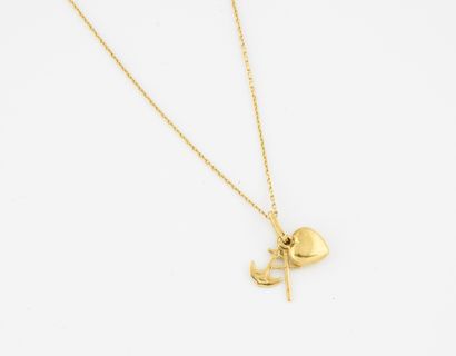 Fine necklace in yellow gold (750) holding...