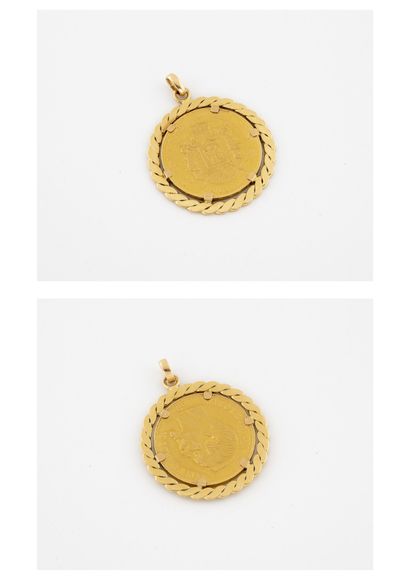 Yellow gold (750) pendant set with a 50 francs...