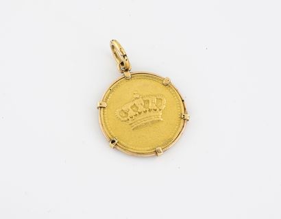 Pendant set in yellow gold (750), centered...
