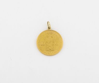Yellow gold (750) pendant holding a 10 gulden...
