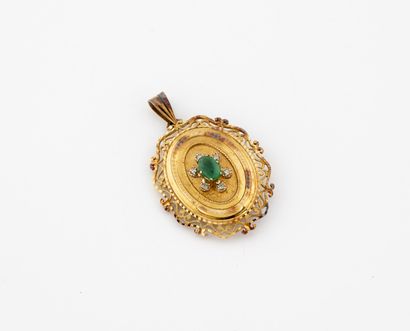 Yellow gold (750) photo pendant with foliage...