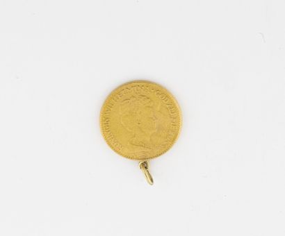Yellow gold (750) pendant holding a 10 gulden...
