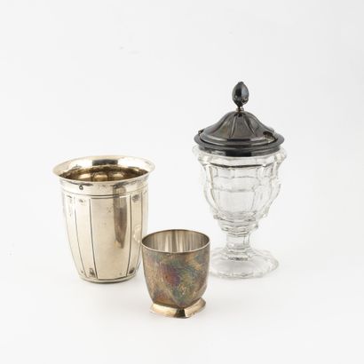 Two silver goblets, one of which is a liqueur...