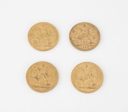 Angleterre
Lot de 4 souverain en or, Edouard...