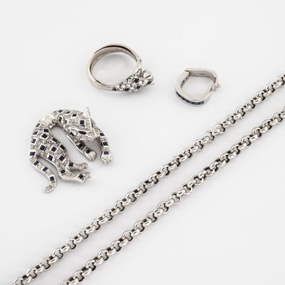 
Demi-parure en or gris (750) diamants de...