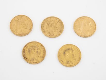 France
Cinq pièces de 20 francs or : 

-...