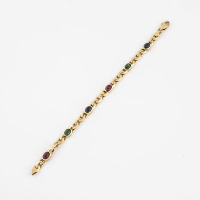 Yellow gold (750) bean stitch bracelet with...