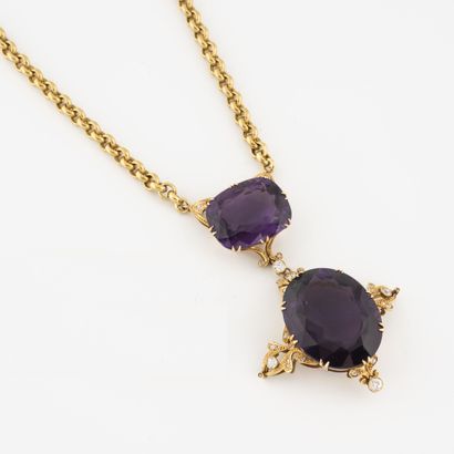 Yellow gold (750) necklace with a jaseron...
