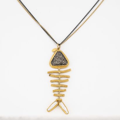 Yellow gold (750) and silver (min.800) double-row...