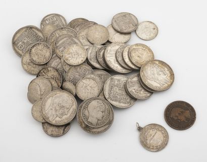 Lot de pièces en argent dont 10, 20 ou 1...