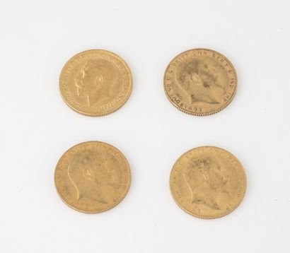 Angleterre
Lot de 4 souverain en or, Edouard...