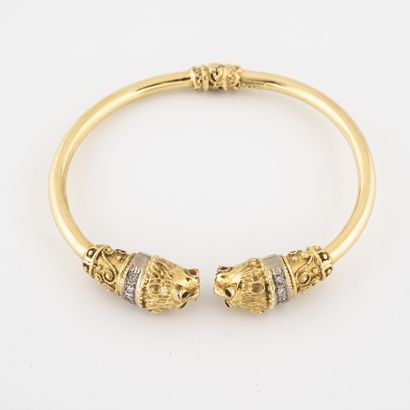 Yellow gold (750) open-worked bangle with...
