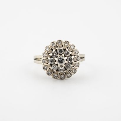 Bague en or gris (750), le chaton en forme...