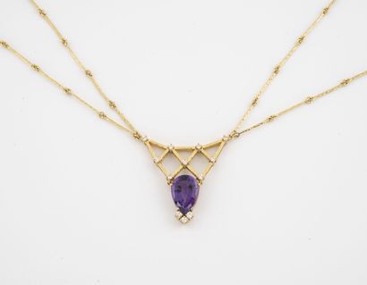 Yellow gold (750) necklace with two rows...