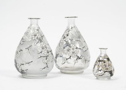 DELVAUX, Paris
Three piriform flasks on heel,...