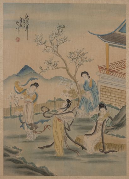 CHINE, Début XXème siècle
Heron embroidered...