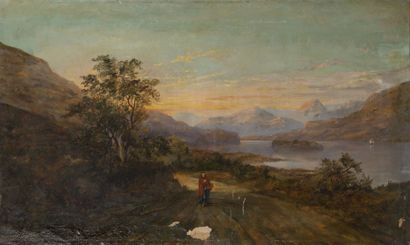 Ecole du XIXème siècle
Lake landscape of...
