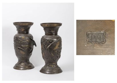 JAPON, début du XXème siècle
A pair of bronze...
