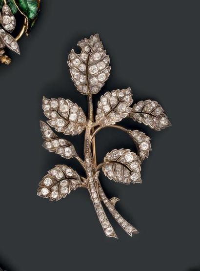 Broche en or jaune et argent figurant une...