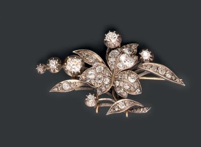 Broche en or jaune et argent figurant un...