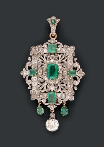 Broche pendentif en or jaune et argent, d'inspiration...