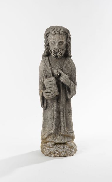 Christ au livre.

Sujet en pierre reconstituée.

XXème...