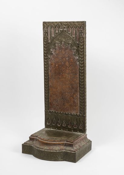 Display stand with embossed copper and leather...