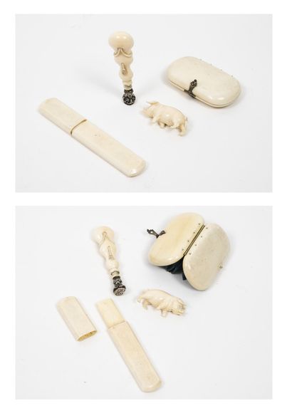 Lot d'objet en ivoire (Elephantidae spp ;...
