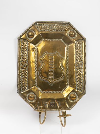 Rectangular brass wall lamp with two removable...