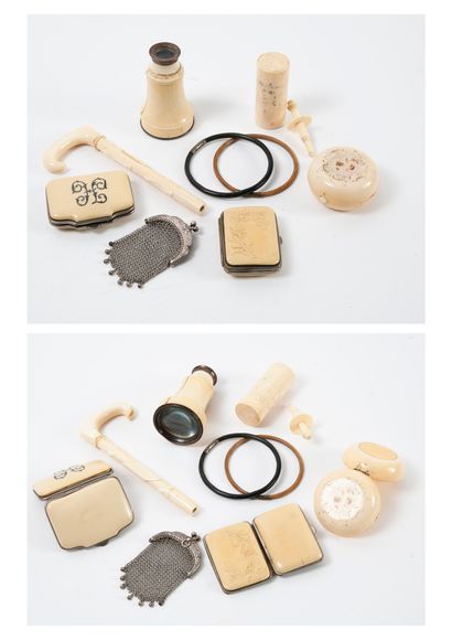 Lot de quatre objets de vitrine en ivoire...