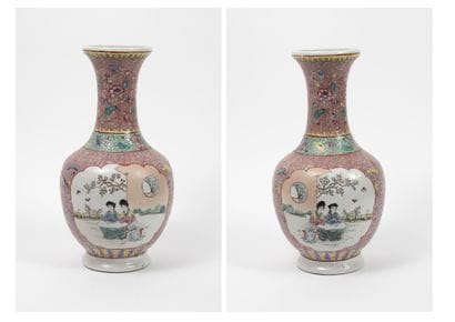 CHINE XXème siècle.
Ceramic vase with animated...