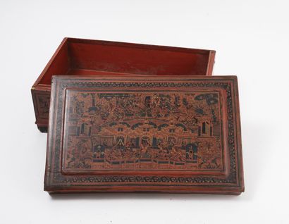 BIRMANIE
Rectangular box in red lacquered...