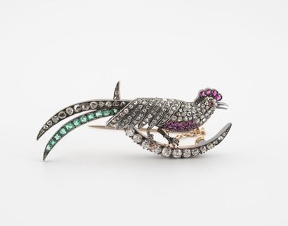 
Silver (min.800) and yellow gold (585) brooch...