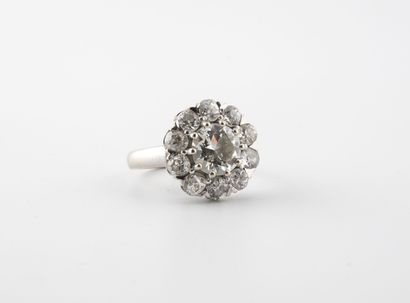 Daisy ring in white gold (750), set with...