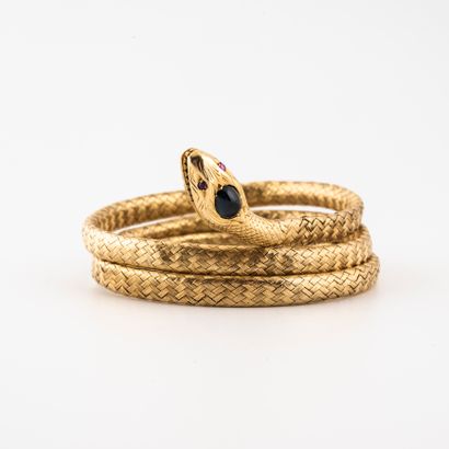 Snake bracelet in yellow gold (750) with...