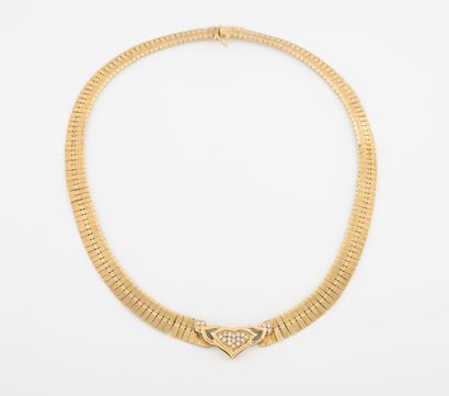 Yellow and rose gold (750) articulated necklace,...