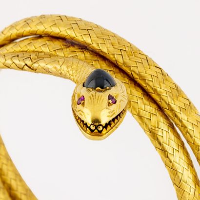 Snake bracelet in yellow gold (750) with...