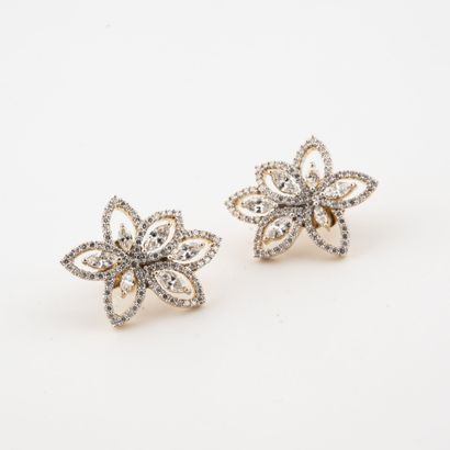 Pair of yellow gold (750) earrings in the...