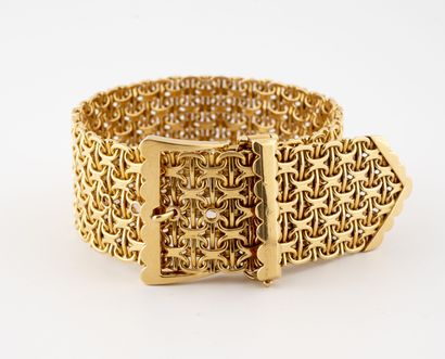 Yellow gold (750) belt bracelet with braided...