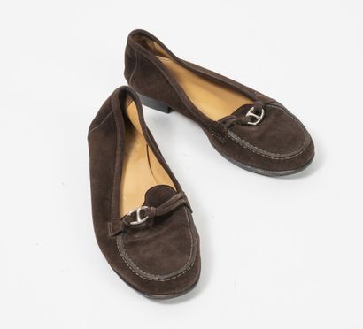 HERMES Paris
Pair of brown suede loafers....